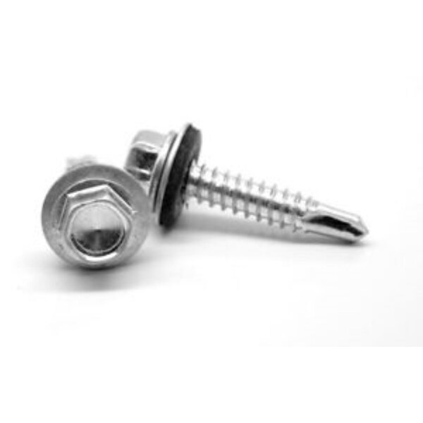 Sheet Metal Screw, #12 x 1 in, Flange Hex Head Hex Drive